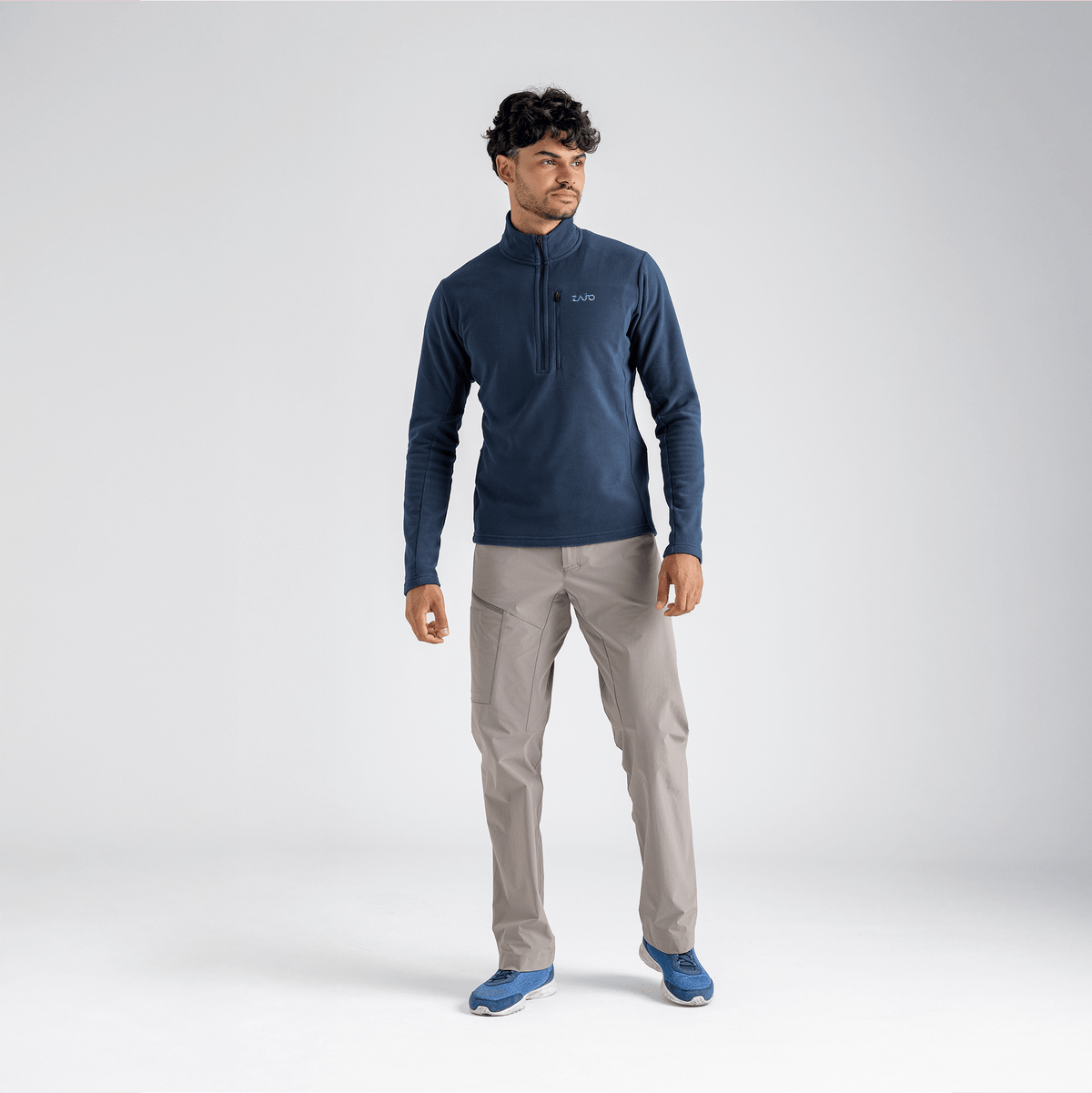Auro Men's Fleece Zip Top — Dove Grey