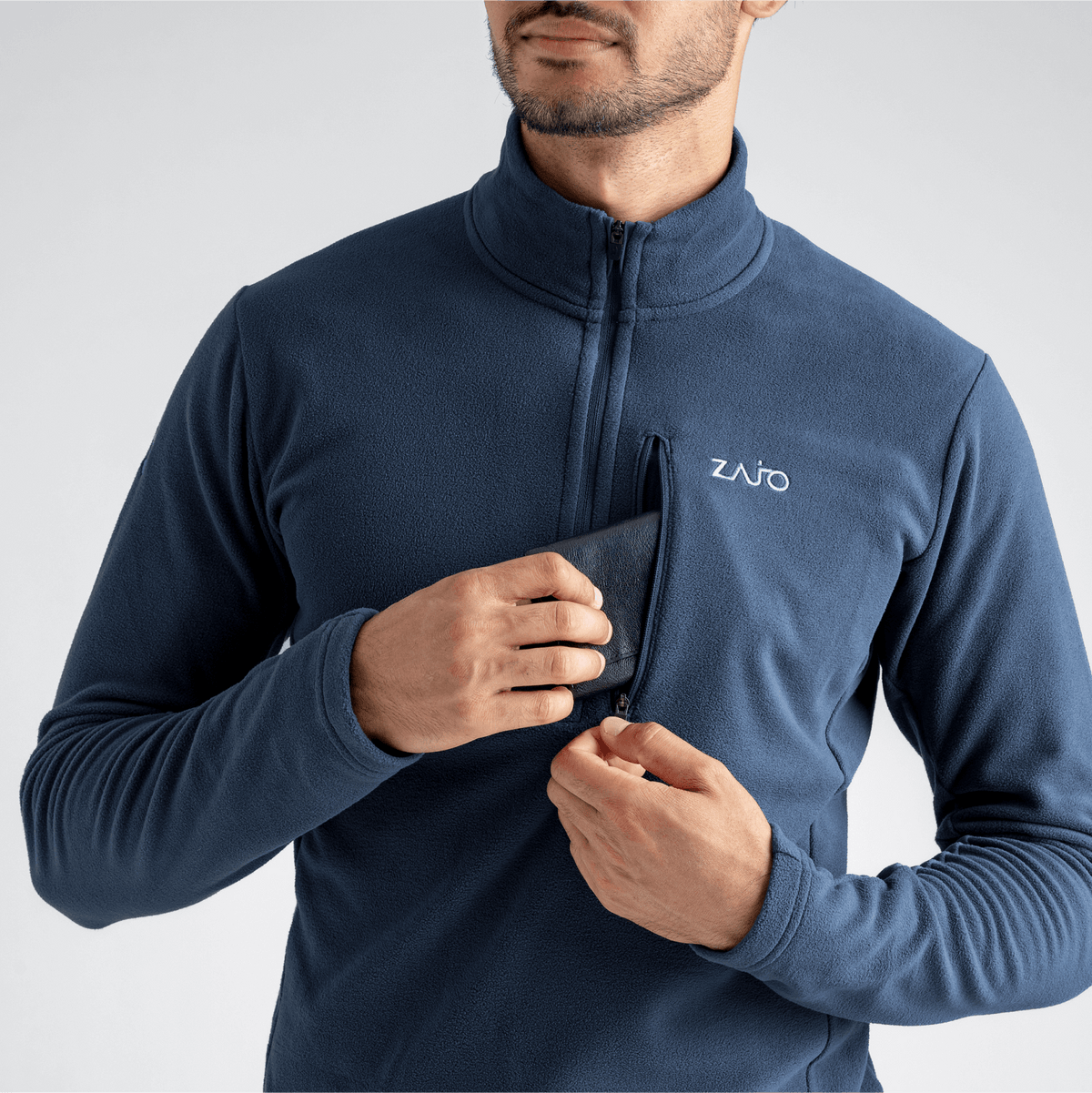 Auro Men's Fleece Zip Top — Black Olive