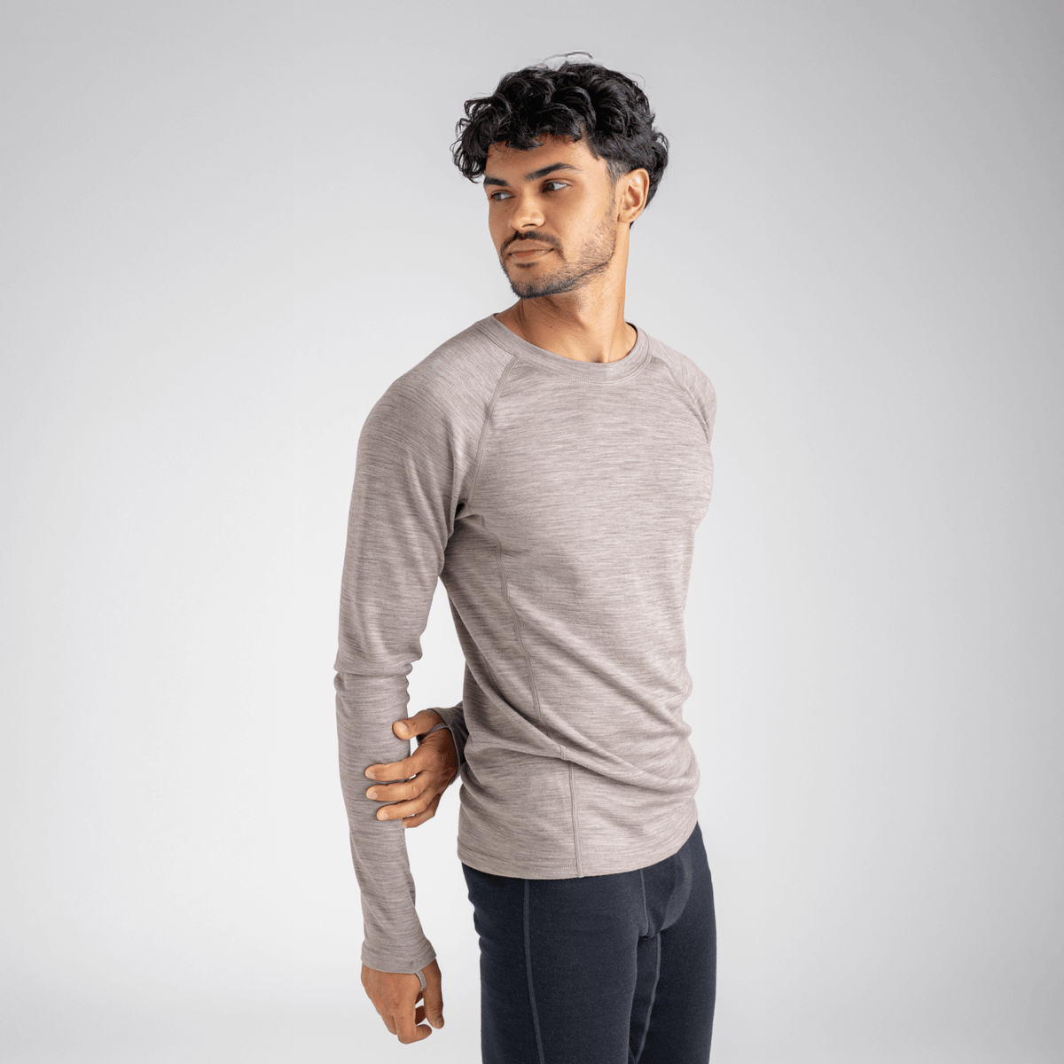 Hejma Men's Merino Longsleeve — Taupe Beige