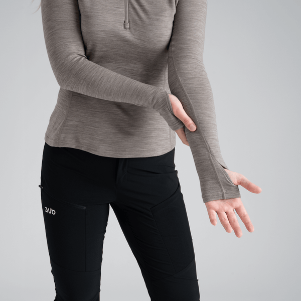 Hejma Women's Merino Zip Top — Taupe Beige